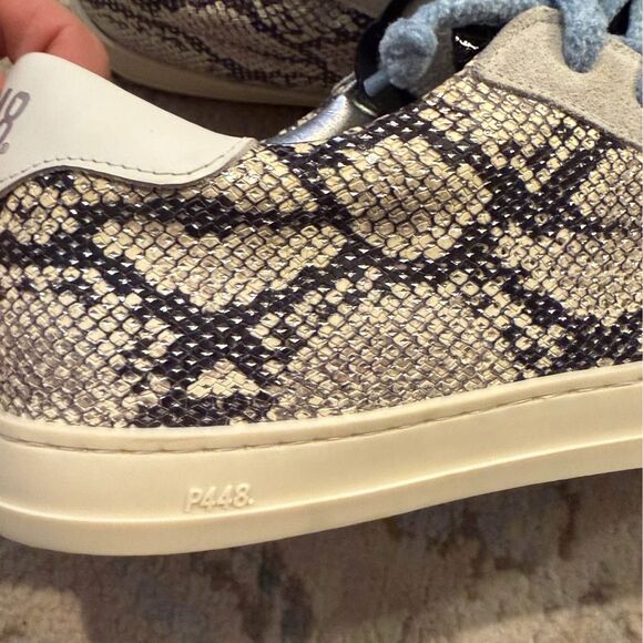 P448 John Silver Python Blue Lace Sneakers Size 9 - Picture 9 of 10